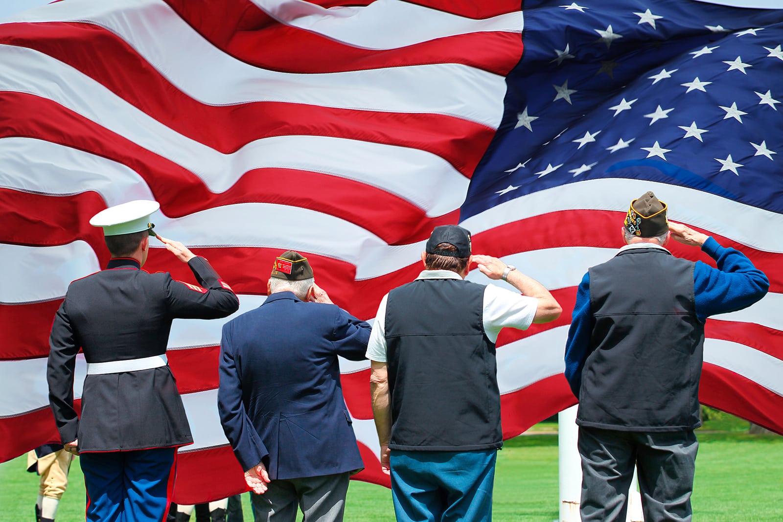 Soldier and Veterans Saluting Soldier and Veterans Saluting